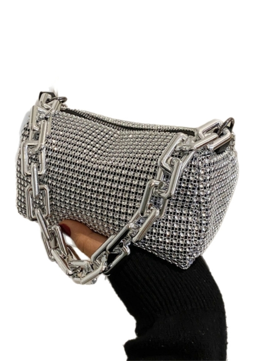 Handbags - Silver Metallic Glam Purse Removable Crossbody Strap NWT